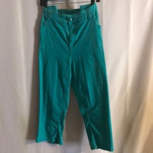 Lane Bryant teal denim capris